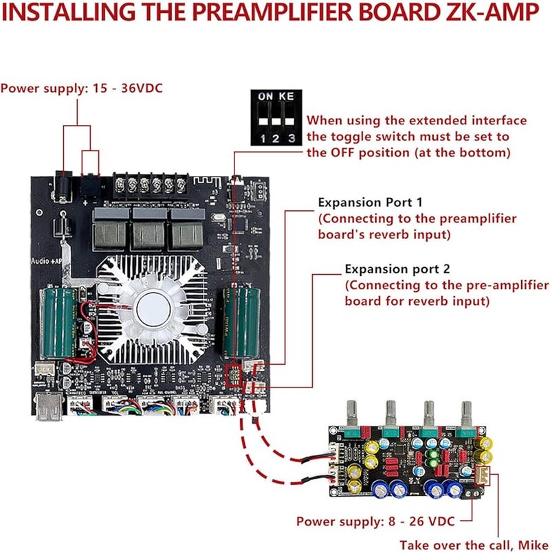 TDA7498E لوحة مكبر صوت بقوة 320 واط بثلاث قنوات مع مدخلات بلوتوث 5.0 و USB و AUX وتطبيق - Image 5